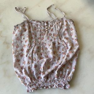 floral button tank top